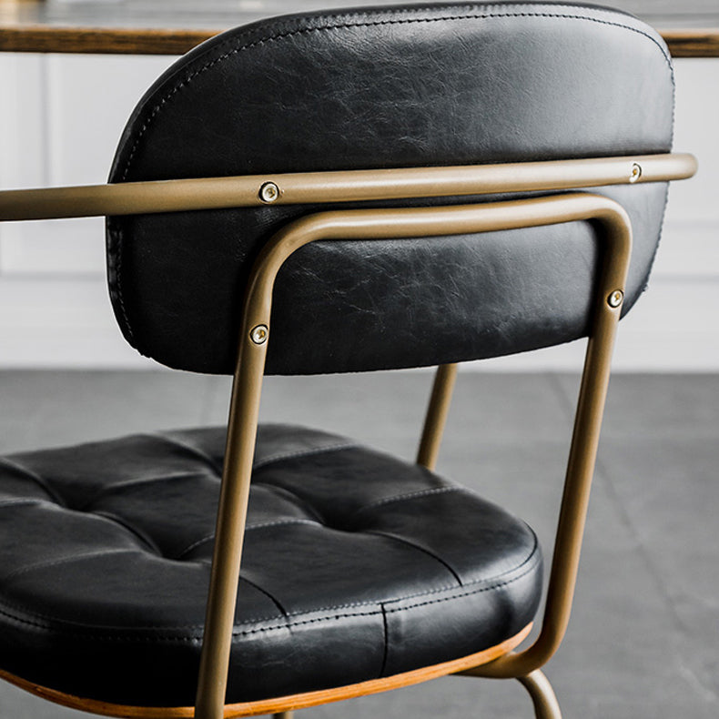 Industriële open achterstoelen pu lederen eetstoelen voor thuis