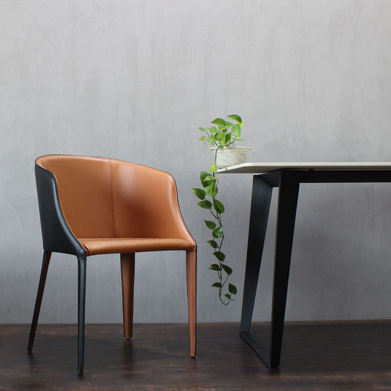 Contemporary Metal Dining Chair Upholstered Arm Chairs for Restaurant Use