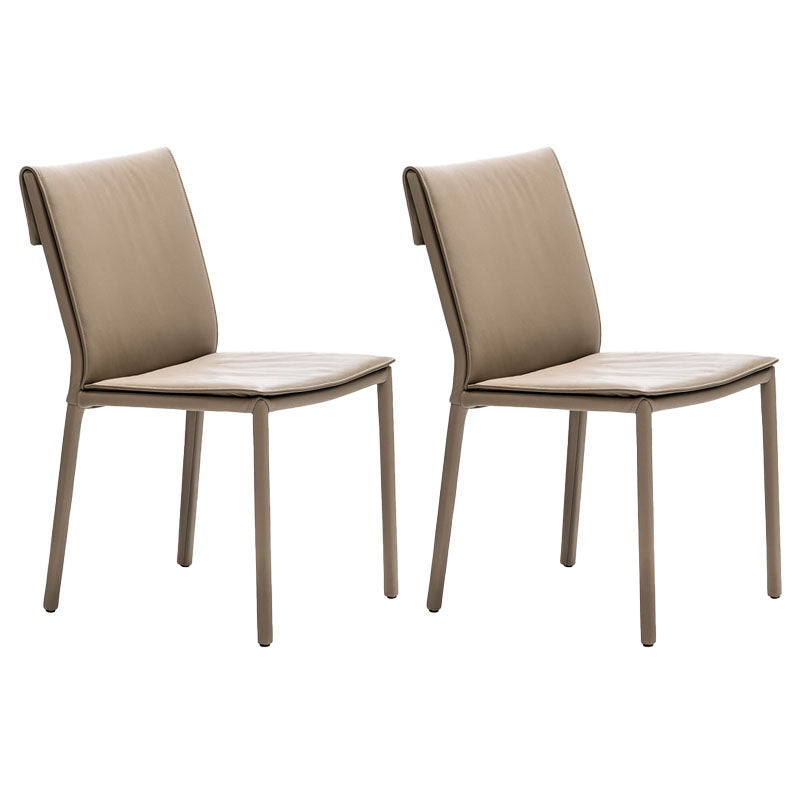 Modern Chairs Dining Armless Chair with Metal Legs for Kitchen Khaki 2 Piece Set Clearhalo 'Dining Chairs' 'Dining Tables & Seating' 'dining_chair' 'furn' 'furn_dining_chair' 'Furniture' 'Kitchen & Dining Furniture' 5730213