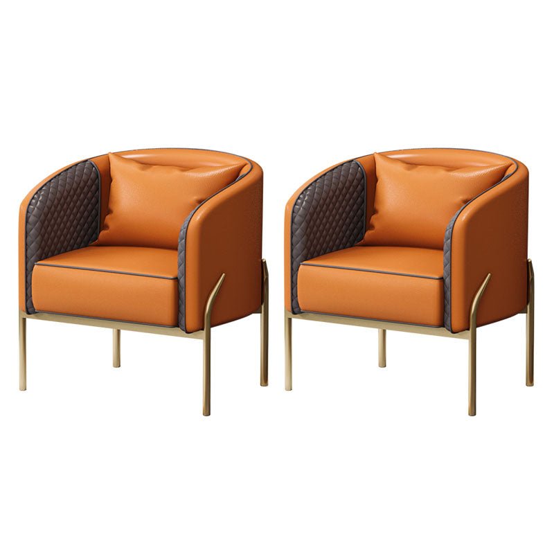 Glam Style Metal Armless Dining Chair Faux Leather Side Chair for Restaurant Use Orange 2 Piece Set Clearhalo 'Dining Chairs' 'Dining Tables & Seating' 'dining_chair' 'furn' 'furn_dining_chair' 'Furniture' 'Kitchen & Dining Furniture' 5730286