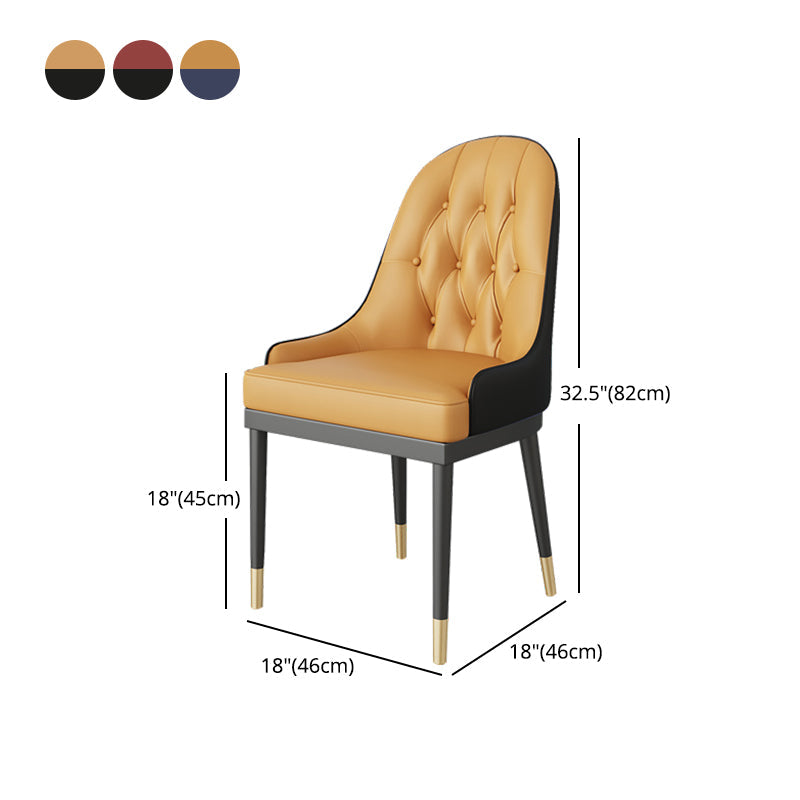 Silla de comedor de metal de cuero de estilo glamoroso para uso en el hogar