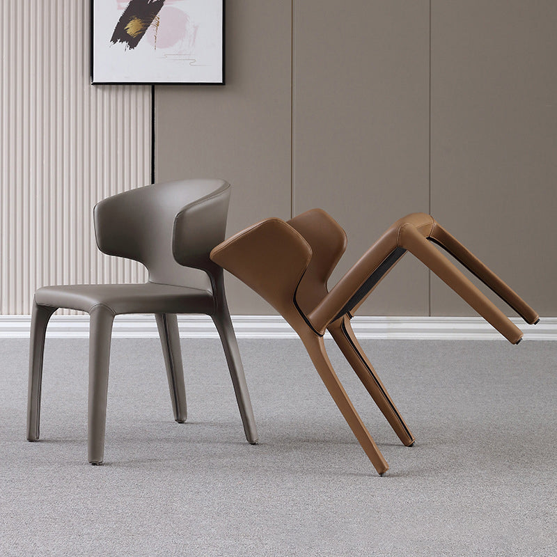 Chaise de conception de style home wingback en cuir mat