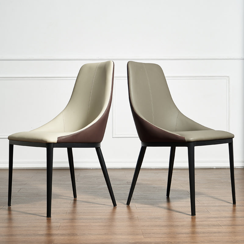 Silla de espalda sólida sillas laterales de comedor de cuero de estilo industrial