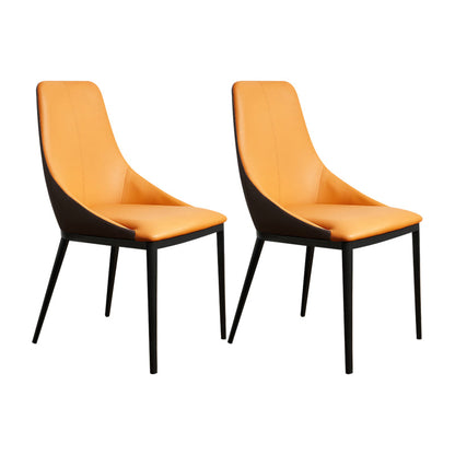 Silla de espalda sólida sillas laterales de comedor de cuero de estilo industrial