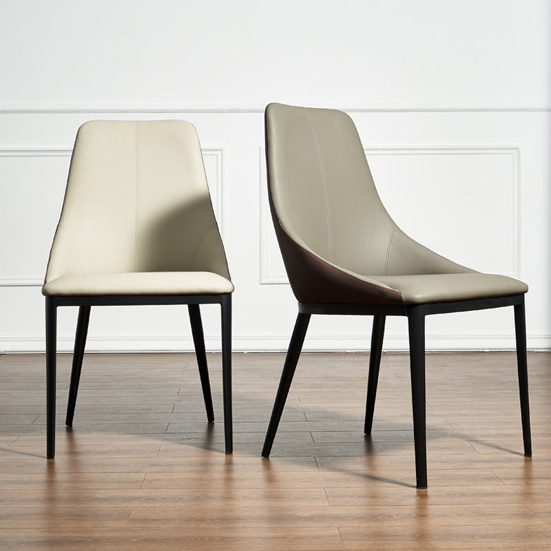 Silla de espalda sólida sillas laterales de comedor de cuero de estilo industrial