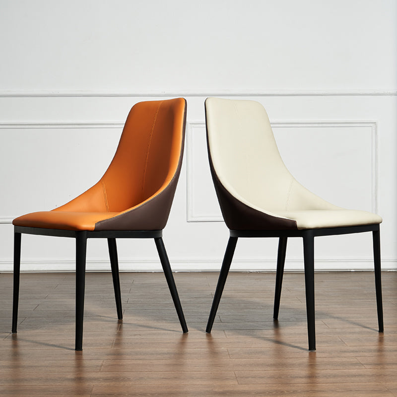 Silla de espalda sólida sillas laterales de comedor de cuero de estilo industrial