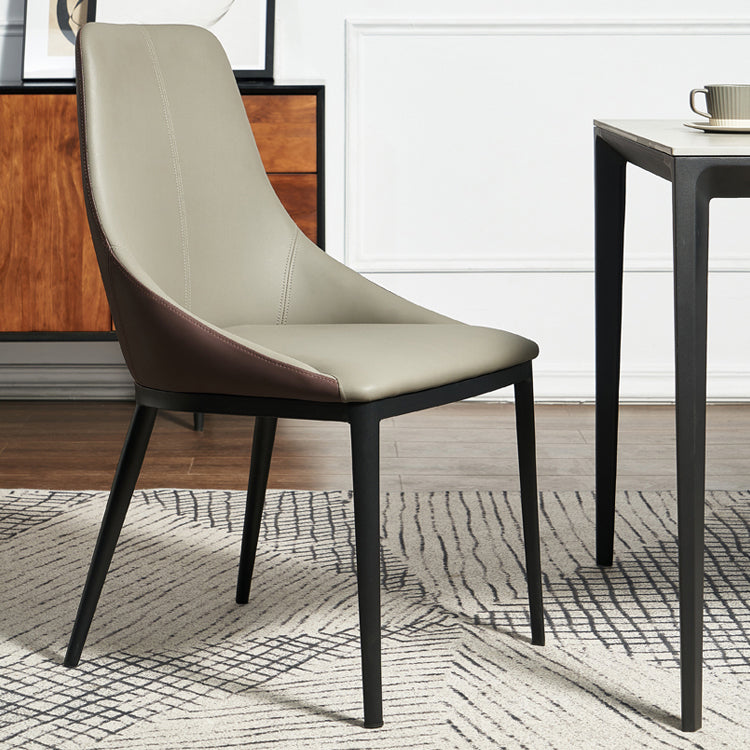 Silla de espalda sólida sillas laterales de comedor de cuero de estilo industrial