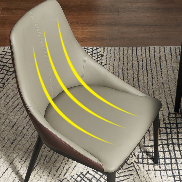 Silla de espalda sólida sillas laterales de comedor de cuero de estilo industrial