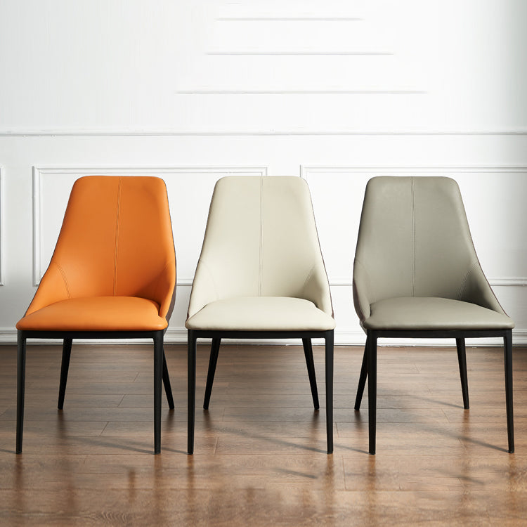 Silla de espalda sólida sillas laterales de comedor de cuero de estilo industrial