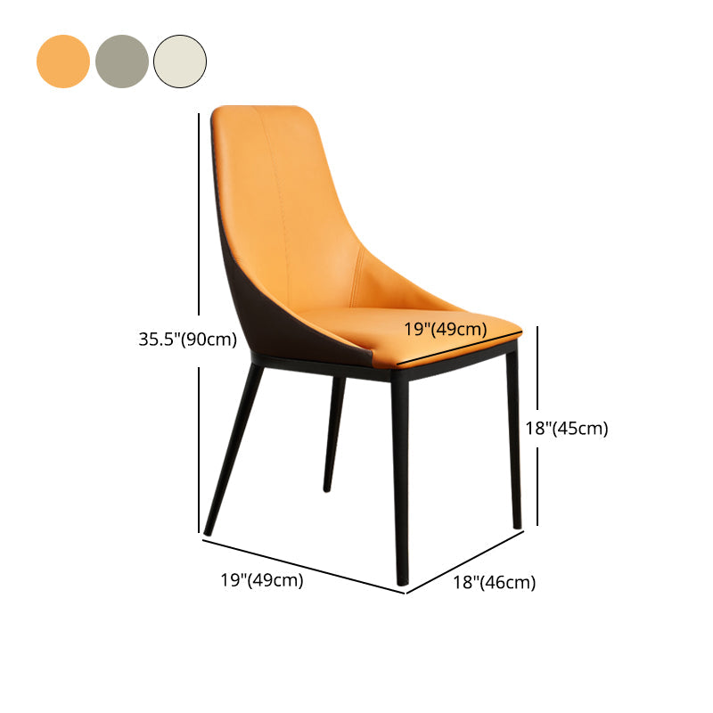 Silla de espalda sólida sillas laterales de comedor de cuero de estilo industrial