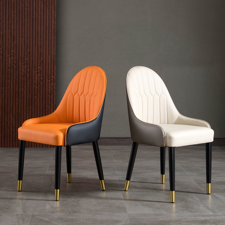 Solid Back Chair Scandinavian Style Arm Leather Dining Side Chairs Clearhalo 'Dining Chairs' 'Dining Tables & Seating' 'dining_chair' 'furn' 'furn_dining_chair' 'Furniture' 'Kitchen & Dining Furniture' 5730482