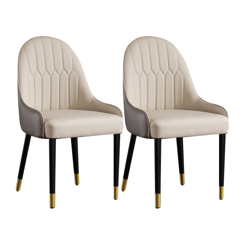 Solid Back Chair Scandinavian Style Arm Leather Dining Side Chairs Grey 2 Piece Set Clearhalo 'Dining Chairs' 'Dining Tables & Seating' 'dining_chair' 'furn' 'furn_dining_chair' 'Furniture' 'Kitchen & Dining Furniture' 5730484