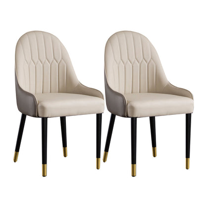 Solid Back Chair Scandinavian Style Arm Leather Dining Side Chairs Grey 2 Piece Set Clearhalo 'Dining Chairs' 'Dining Tables & Seating' 'dining_chair' 'furn' 'furn_dining_chair' 'Furniture' 'Kitchen & Dining Furniture' 5730484