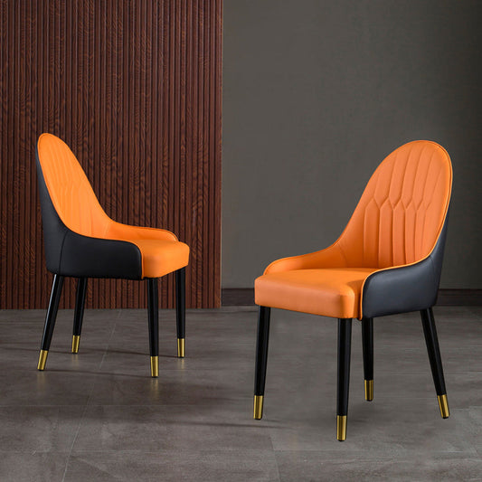 Solid Back Chair Scandinavian Style Arm Leather Dining Side Chairs Clearhalo 'Dining Chairs' 'Dining Tables & Seating' 'dining_chair' 'furn' 'furn_dining_chair' 'Furniture' 'Kitchen & Dining Furniture' 5730487