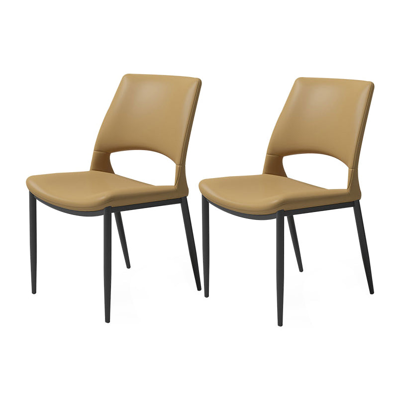 Open Back Side Chair Industrial Style Faux Leather Side Chair Orange 2 Piece Set Clearhalo 'Dining Chairs' 'Dining Tables & Seating' 'dining_chair' 'furn' 'furn_dining_chair' 'Furniture' 'Kitchen & Dining Furniture' 5730513