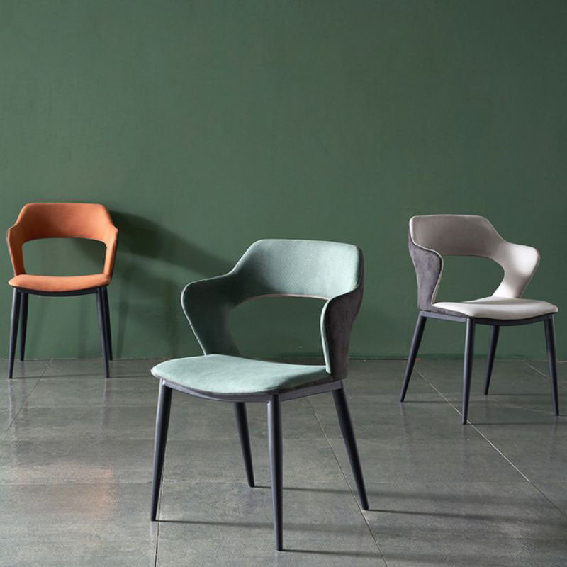 Upholstered Dining Chairs Industrial Open Back Arm Dining Chairs for Home