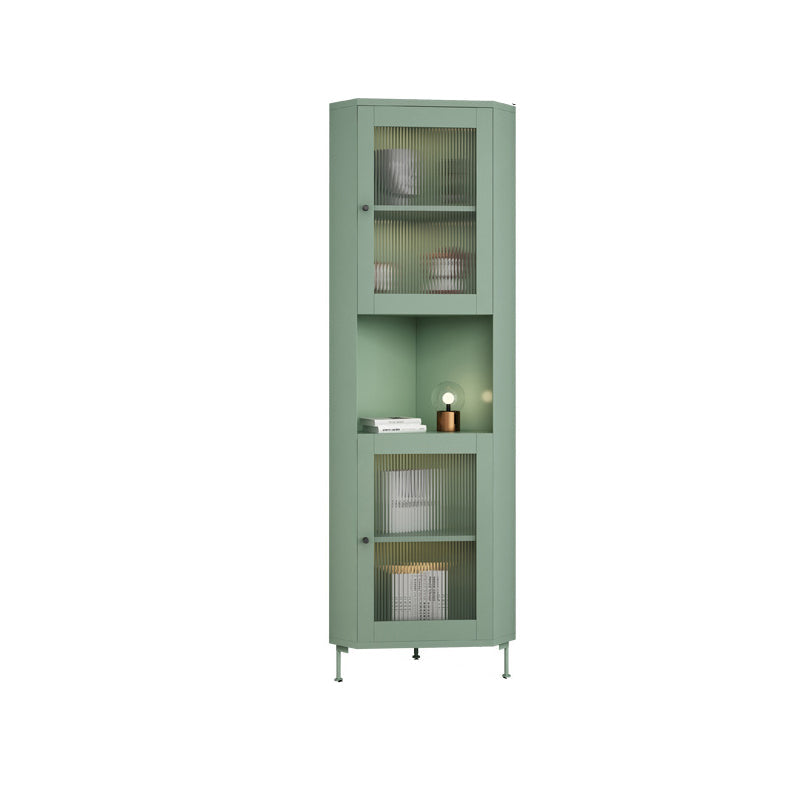 15.75" L * 15.75" W Storage Cabinet with Shelf and Glass Doors Triangle Cabinet 16"L x 16"W x 68"H Green Clearhalo 'Cabinets & Chests' 'cabinets_chests' 'furn' 'furn_cabinets_chests' 'Furniture' 'Living Room Furniture' 5730615