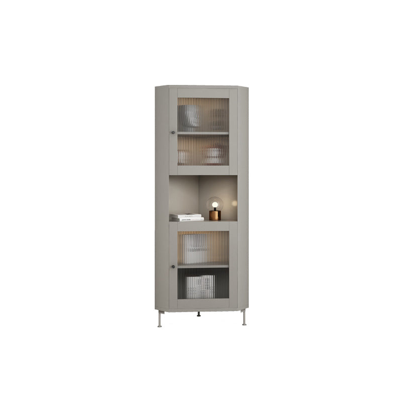 15.75" L * 15.75" W Storage Cabinet with Shelf and Glass Doors Triangle Cabinet 15.7"L x 15.7"W x 59"H Grey Clearhalo 'Cabinets & Chests' 'cabinets_chests' 'furn' 'furn_cabinets_chests' 'Furniture' 'Living Room Furniture' 5730616