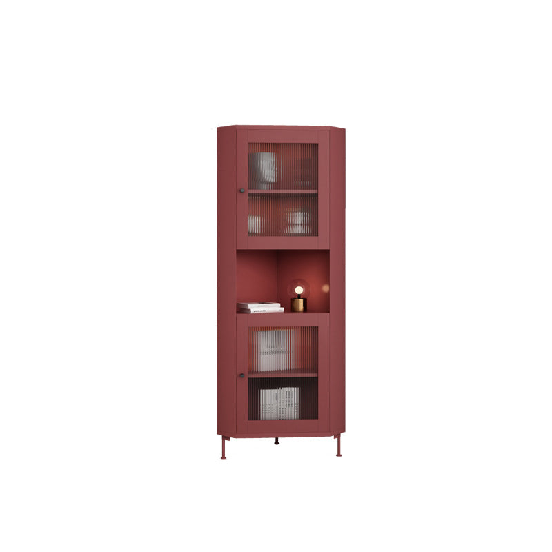 15.75" L * 15.75" W Storage Cabinet with Shelf and Glass Doors Triangle Cabinet 15.7"L x 15.7"W x 59"H Red Clearhalo 'Cabinets & Chests' 'cabinets_chests' 'furn' 'furn_cabinets_chests' 'Furniture' 'Living Room Furniture' 5730621