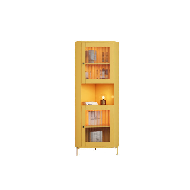 15.75" L * 15.75" W Storage Cabinet with Shelf and Glass Doors Triangle Cabinet 15.7"L x 15.7"W x 59"H Yellow Clearhalo 'Cabinets & Chests' 'cabinets_chests' 'furn' 'furn_cabinets_chests' 'Furniture' 'Living Room Furniture' 5730622