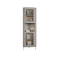 15.75" L * 15.75" W Storage Cabinet with Shelf and Glass Doors Triangle Cabinet 16"L x 16"W x 68"H Grey Clearhalo 'Cabinets & Chests' 'cabinets_chests' 'furn' 'furn_cabinets_chests' 'Furniture' 'Living Room Furniture' 5730627