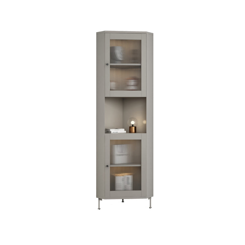 15.75" L * 15.75" W Storage Cabinet with Shelf and Glass Doors Triangle Cabinet 16"L x 16"W x 68"H Grey Clearhalo 'Cabinets & Chests' 'cabinets_chests' 'furn' 'furn_cabinets_chests' 'Furniture' 'Living Room Furniture' 5730627