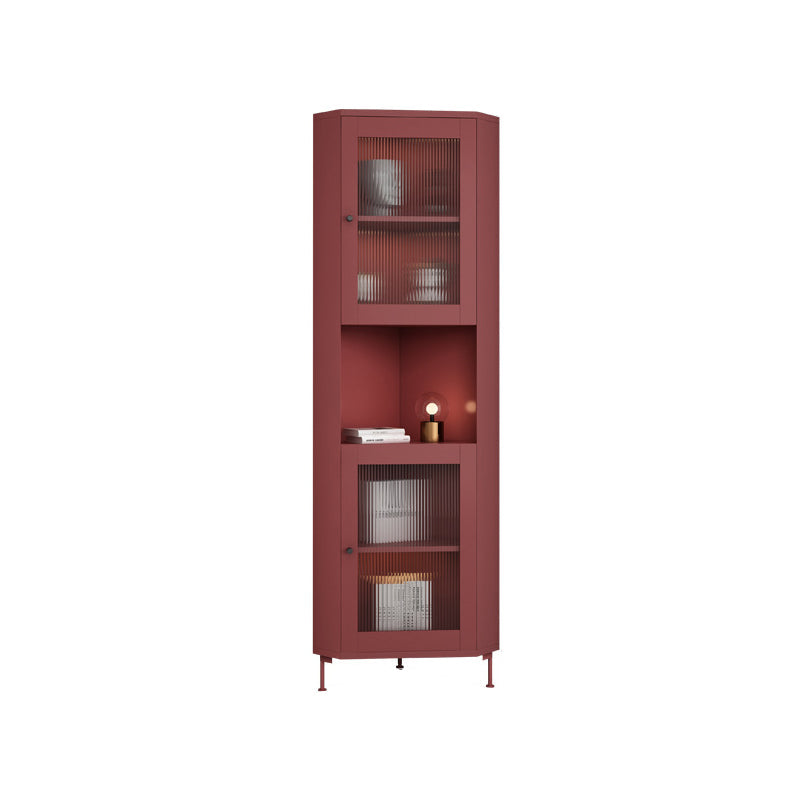 15.75" L * 15.75" W Storage Cabinet with Shelf and Glass Doors Triangle Cabinet 16"L x 16"W x 68"H Red Clearhalo 'Cabinets & Chests' 'cabinets_chests' 'furn' 'furn_cabinets_chests' 'Furniture' 'Living Room Furniture' 5730631