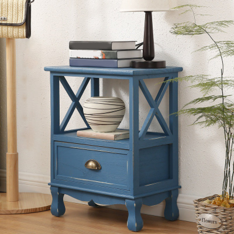 Modern Wood Accent Chest with Drawers and Shelf 11.81" Wide Chest Blue 1 Clearhalo 'Cabinets & Chests' 'cabinets_chests' 'furn' 'furn_cabinets_chests' 'Furniture' 'Living Room Furniture' 5730687