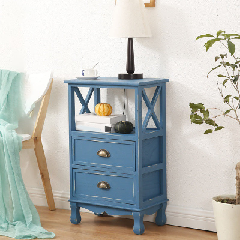 Modern Wood Accent Chest with Drawers and Shelf 11.81" Wide Chest Blue 2 Clearhalo 'Cabinets & Chests' 'cabinets_chests' 'furn' 'furn_cabinets_chests' 'Furniture' 'Living Room Furniture' 5730689