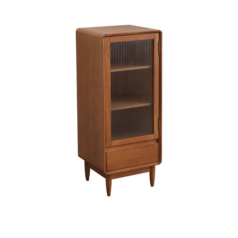 15.75" W Glass 1 - Door and 1 - Drawer Accent Chest, Dover Wood Chest 18"L x 16"W x 43"H Brown Clearhalo 'Cabinets & Chests' 'cabinets_chests' 'furn' 'furn_cabinets_chests' 'Furniture' 'Living Room Furniture' 5730785