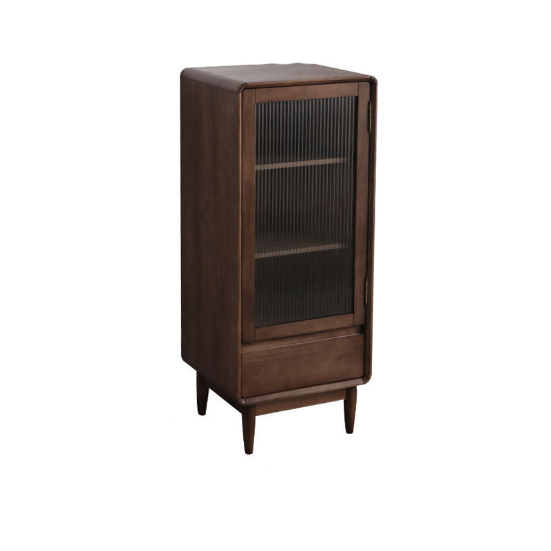 15.75" W Glass 1 - Door and 1 - Drawer Accent Chest, Dover Wood Chest 18"L x 16"W x 43"H Walnut Clearhalo 'Cabinets & Chests' 'cabinets_chests' 'furn' 'furn_cabinets_chests' 'Furniture' 'Living Room Furniture' 5730786