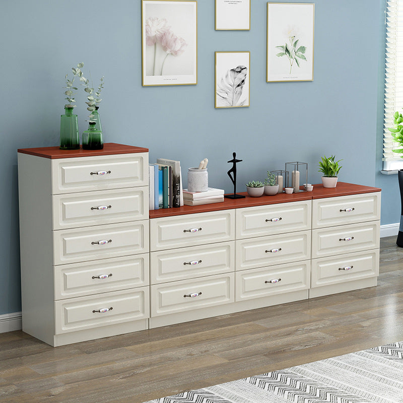 White Modern Accent Chest with Drawers 15.74" Wide Side Cabinet