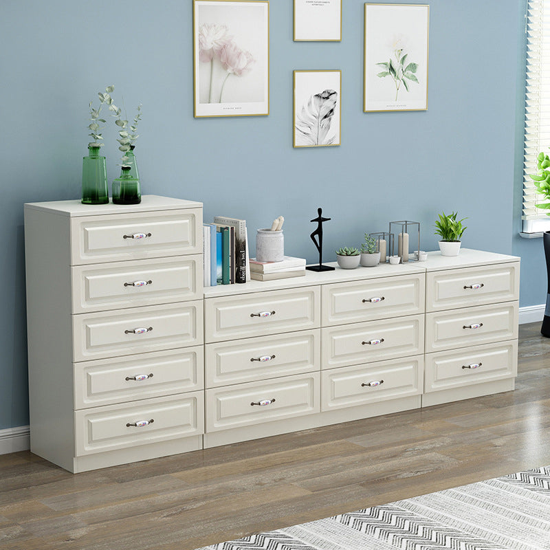 White Modern Accent Chest with Drawers 15.74" Wide Side Cabinet