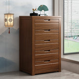 Rectangle Brown Walnut Accent Chest with Drawers Modern Chest