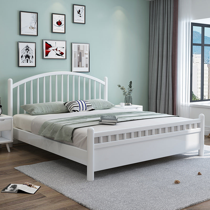 Cama contemporánea de lata de madera cama arqueada cabecera en blanco