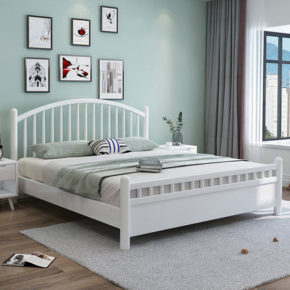 Cama contemporánea de lata de madera cama arqueada cabecera en blanco