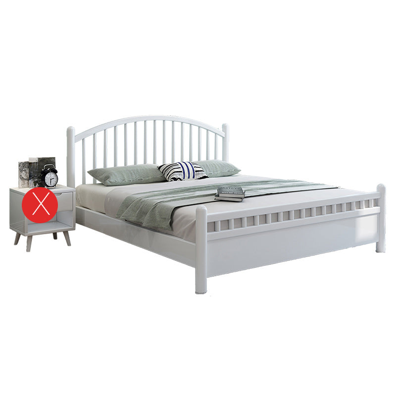 Cama contemporánea de lata de madera cama arqueada cabecera en blanco