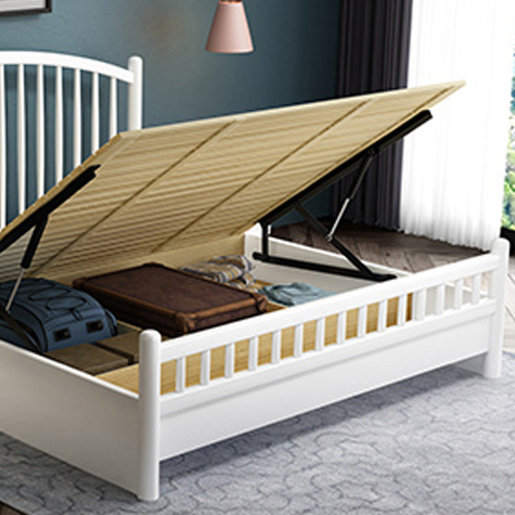 Cama contemporánea de lata de madera cama arqueada cabecera en blanco