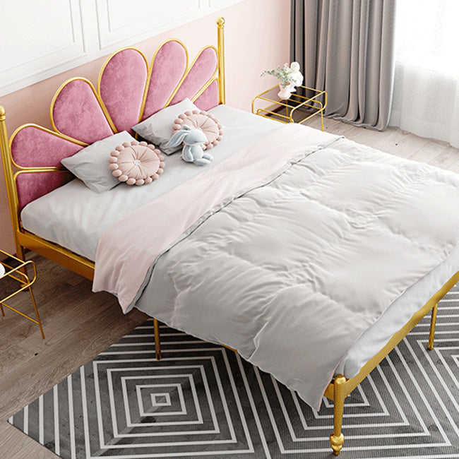 Letto standard in acciaio glam con testiera rivestita, letto a pannello alto 47 "