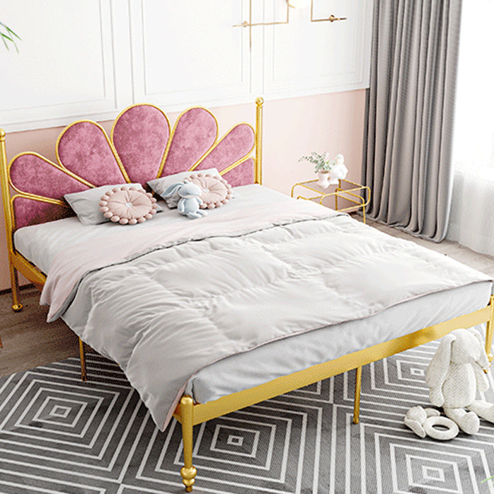 Letto standard in acciaio glam con testiera rivestita, letto a pannello alto 47 "