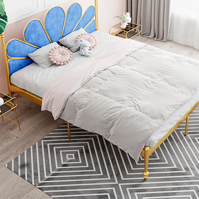 Letto standard in acciaio glam con testiera rivestita, letto a pannello alto 47 "