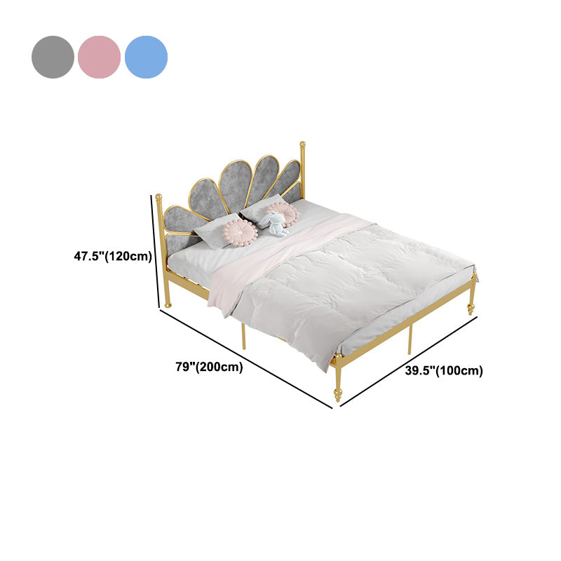 Letto standard in acciaio glam con testiera rivestita, letto a pannello alto 47 "