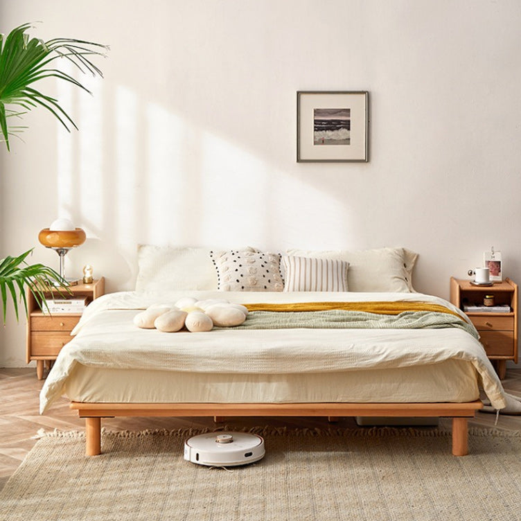 Solid Wood Platform Bed Scandinavian Low Profile Bed Frame in Brown Wood Clearhalo 'Bedroom Furniture' 'Beds' 'furn' 'furn_beds' 'Furniture' 5731220