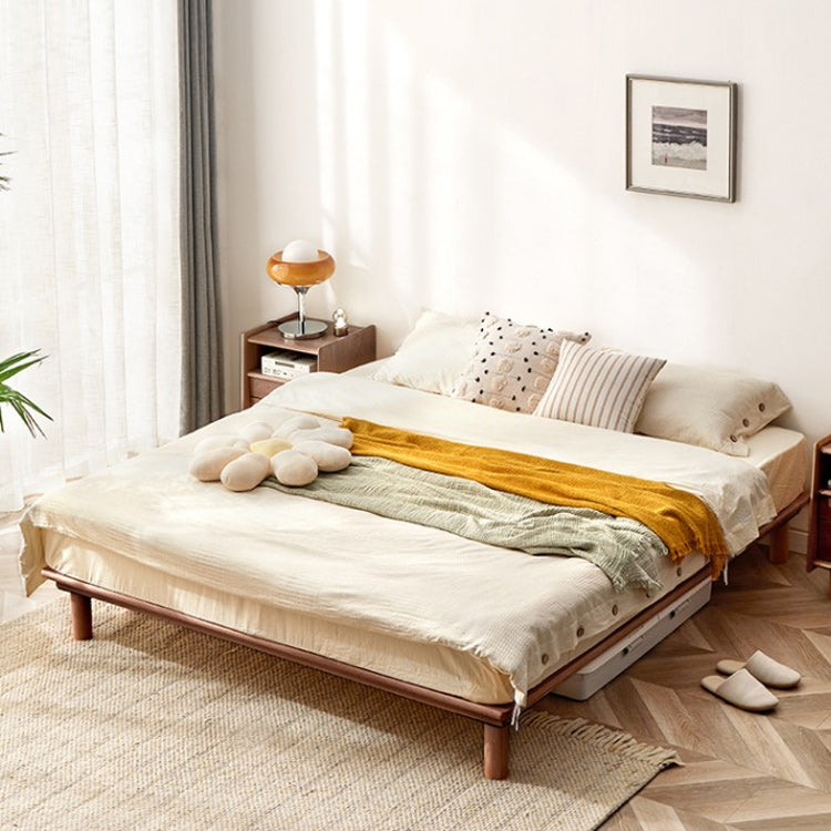 Solid Wood Platform Bed Scandinavian Low Profile Bed Frame in Brown Nut-Brown Clearhalo 'Bedroom Furniture' 'Beds' 'furn' 'furn_beds' 'Furniture' 5731221