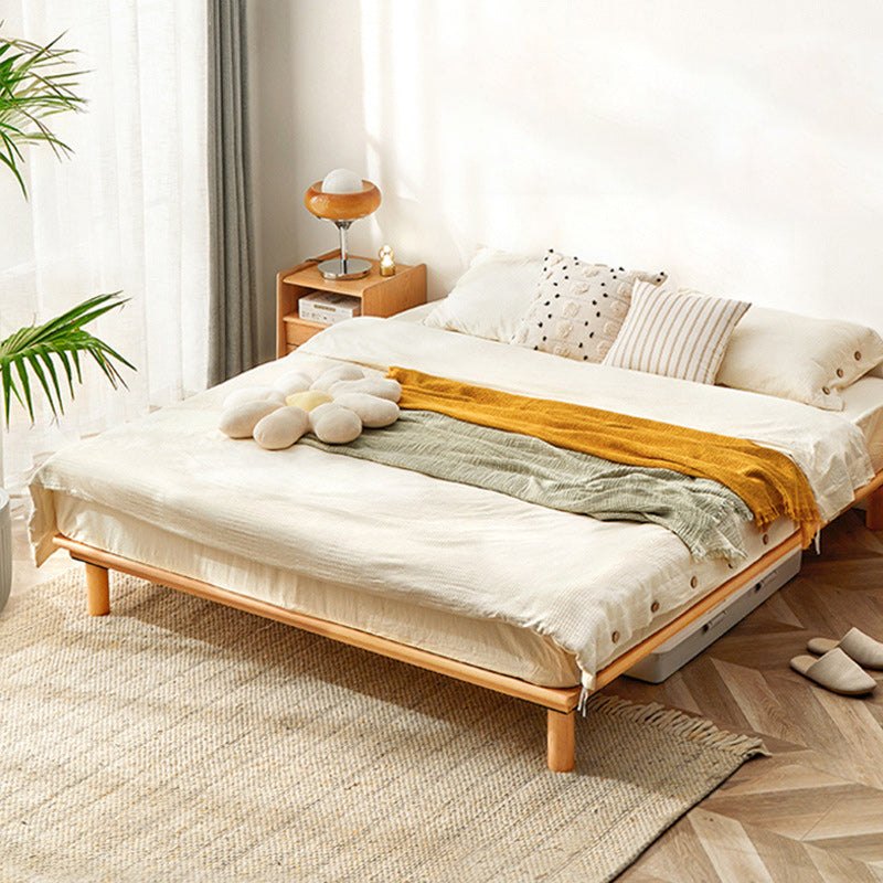 Solid Wood Platform Bed Scandinavian Low Profile Bed Frame in Brown Clearhalo 'Bedroom Furniture' 'Beds' 'furn' 'furn_beds' 'Furniture' 5731222