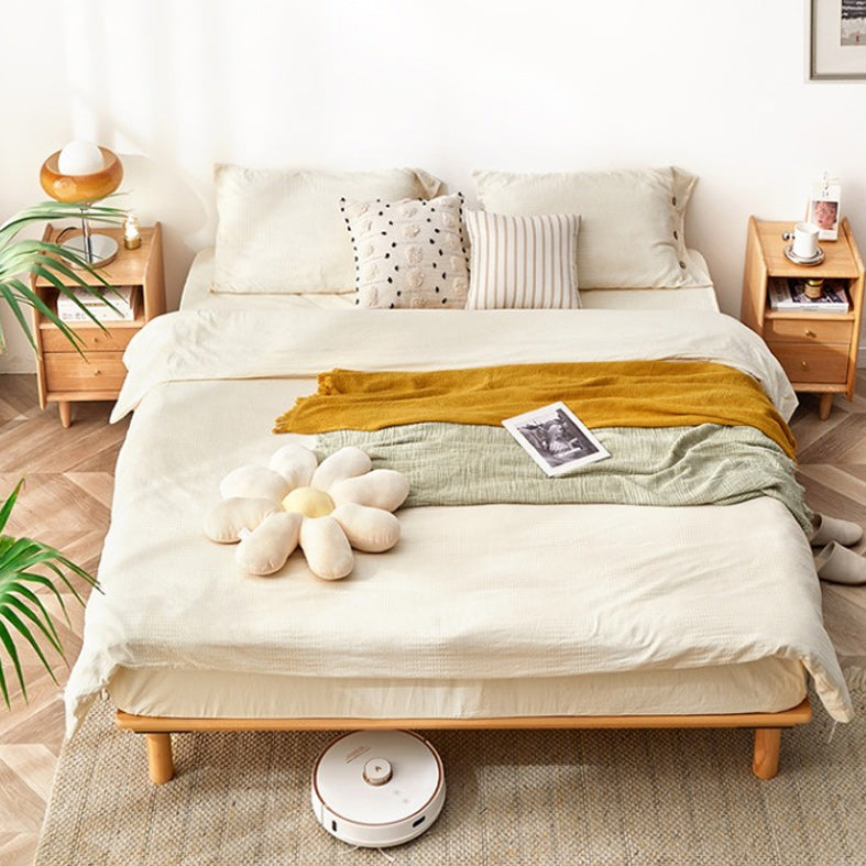 Solid Wood Platform Bed Scandinavian Low Profile Bed Frame in Brown Clearhalo 'Bedroom Furniture' 'Beds' 'furn' 'furn_beds' 'Furniture' 5731233