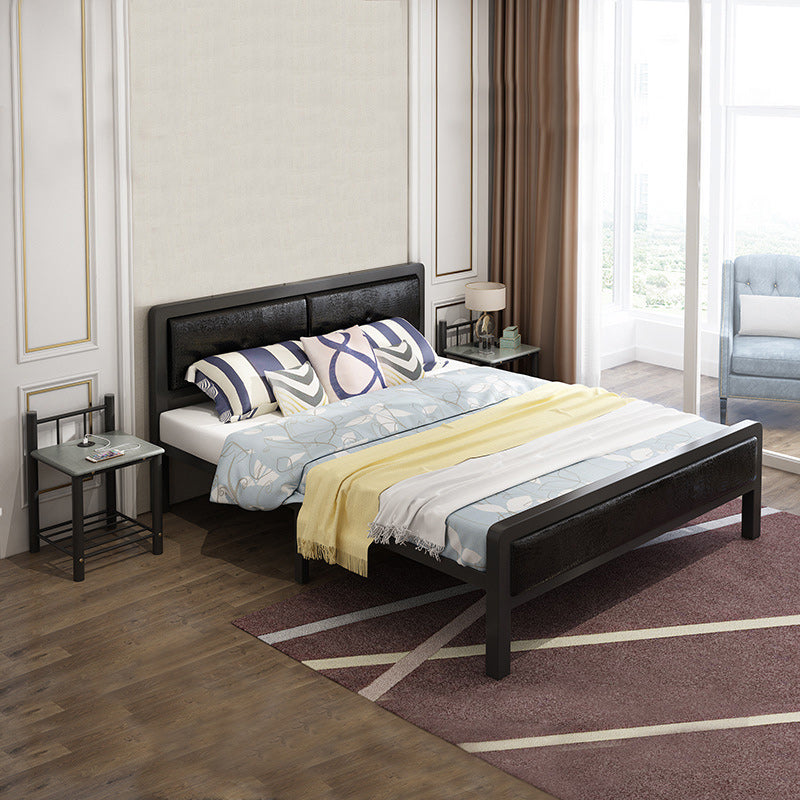 Contemporary Low Profile Panel Bed Upholstered Standard Bed in Black