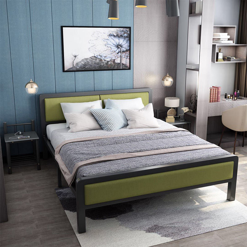 Contemporary Low Profile Panel Bed Upholstered Standard Bed in Black