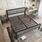 Contemporary Low Profile Panel Bed Upholstered Standard Bed in Black