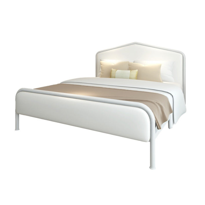Luxurious Metallic Panel Bed 43.31" High Camelback Bed Frame White Clearhalo 'Bedroom Furniture' 'Beds' 'furn' 'furn_beds' 'Furniture' 5731272
